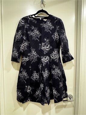 GAP Navy Dress with White Rose Print